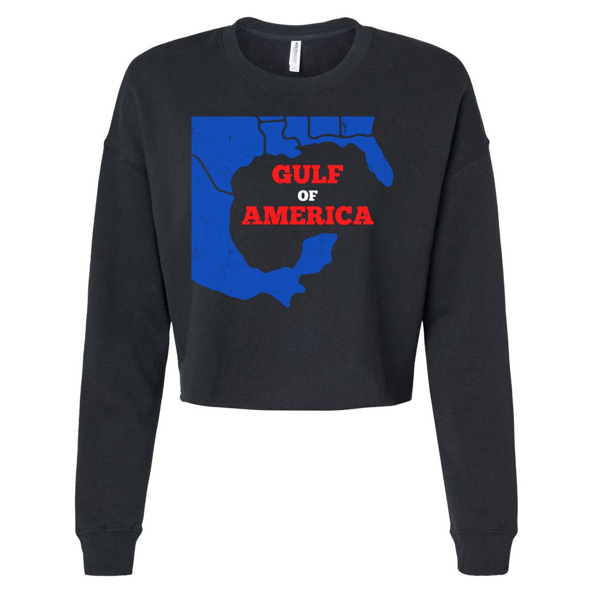 Gulf Of America Map Cropped Pullover Crew
