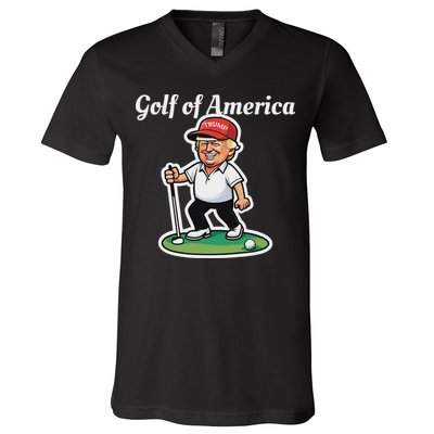 Golf Of America Funny Trump Humor Golfing V-Neck T-Shirt