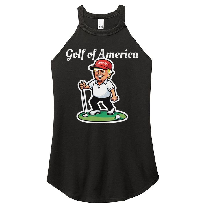 Golf Of America Funny Trump Humor Golfing Women's Perfect Tri Rocker Tank