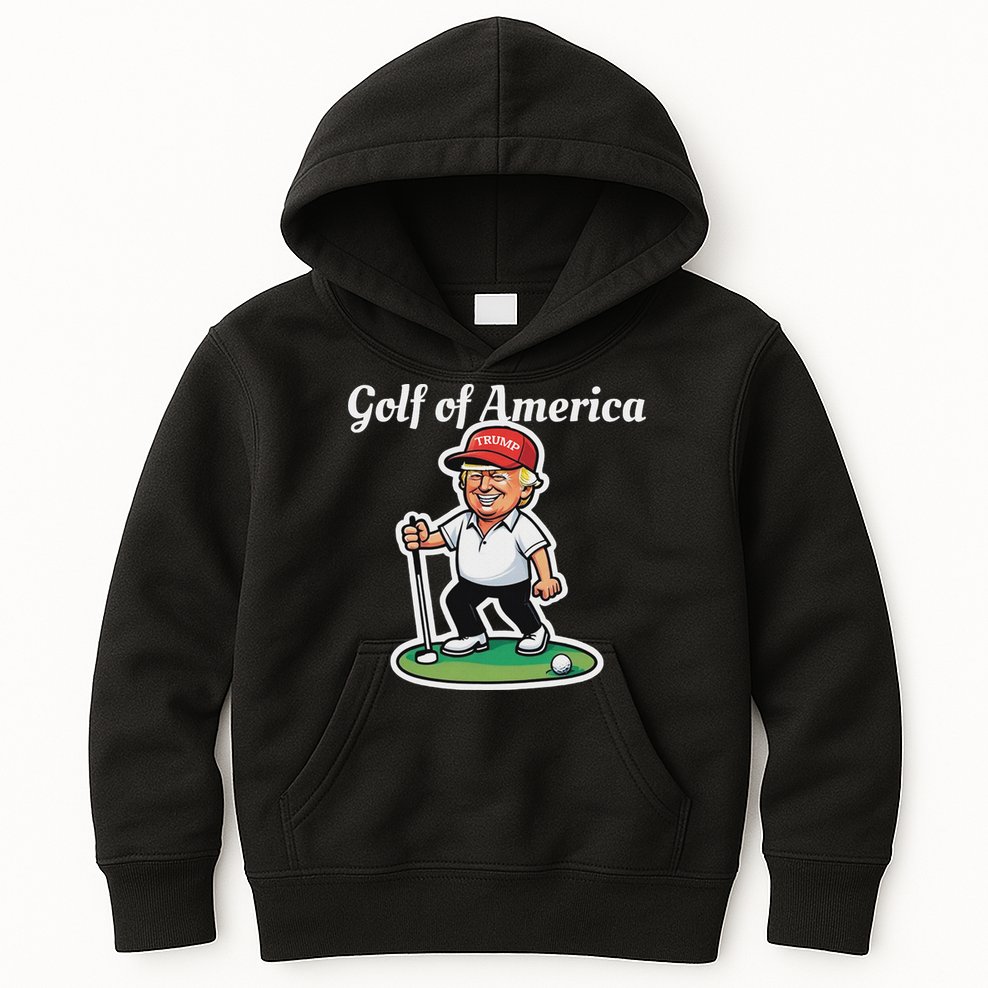 Golf Of America Funny Trump Humor Golfing Kids Hoodie