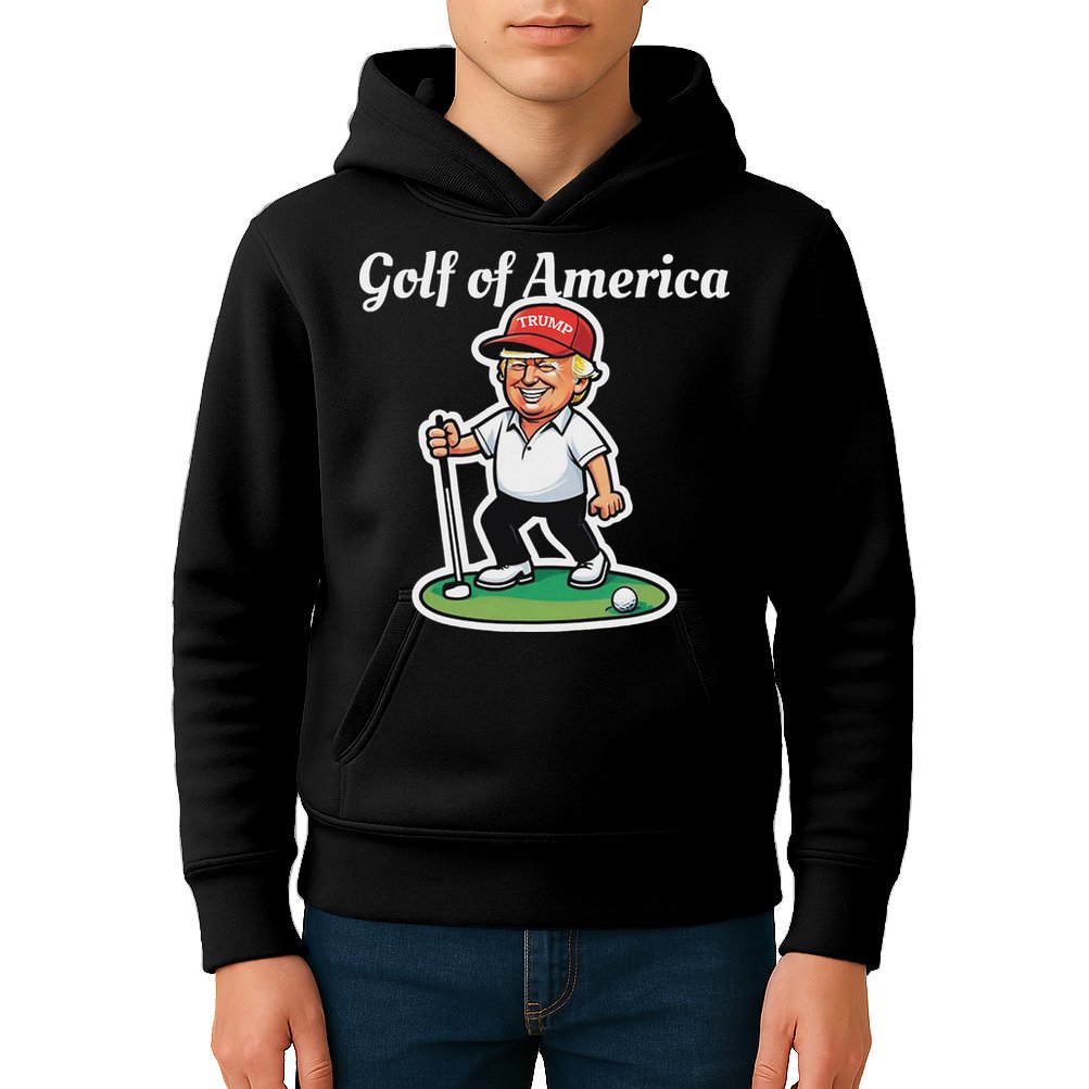 Golf Of America Funny Trump Humor Golfing Kids Hoodie