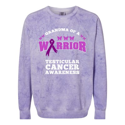 Grandma Of A Warrior Testicular Cancer Awareness Gift Colorblast Crewneck Sweatshirt