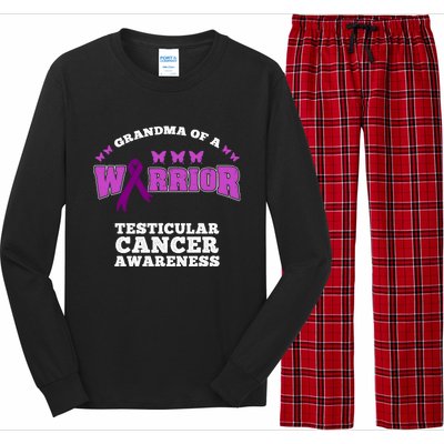 Grandma Of A Warrior Testicular Cancer Awareness Gift Long Sleeve Pajama Set