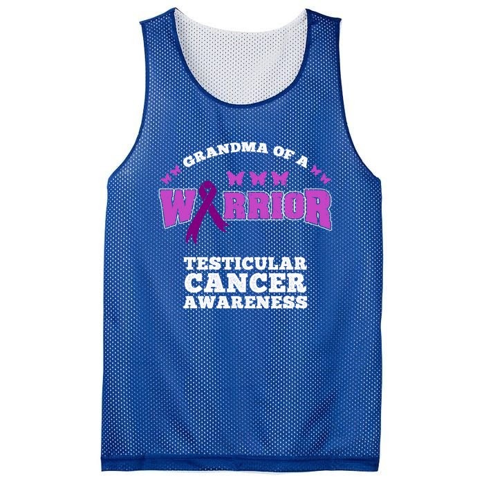 Grandma Of A Warrior Testicular Cancer Awareness Gift Mesh Reversible Basketball Jersey Tank