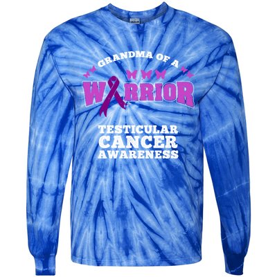 Grandma Of A Warrior Testicular Cancer Awareness Gift Tie-Dye Long Sleeve Shirt