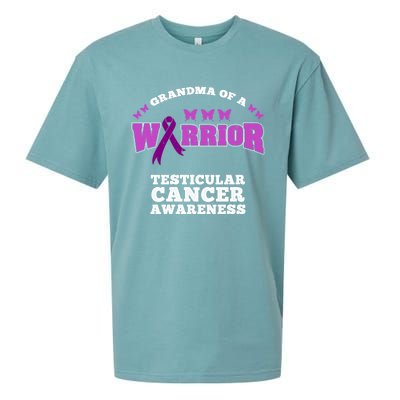 Grandma Of A Warrior Testicular Cancer Awareness Gift Sueded Cloud Jersey T-Shirt