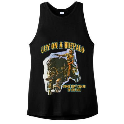 Guy On A Buffalo Punch That Cougar In The Face Ladies PosiCharge Tri-Blend Wicking Tank