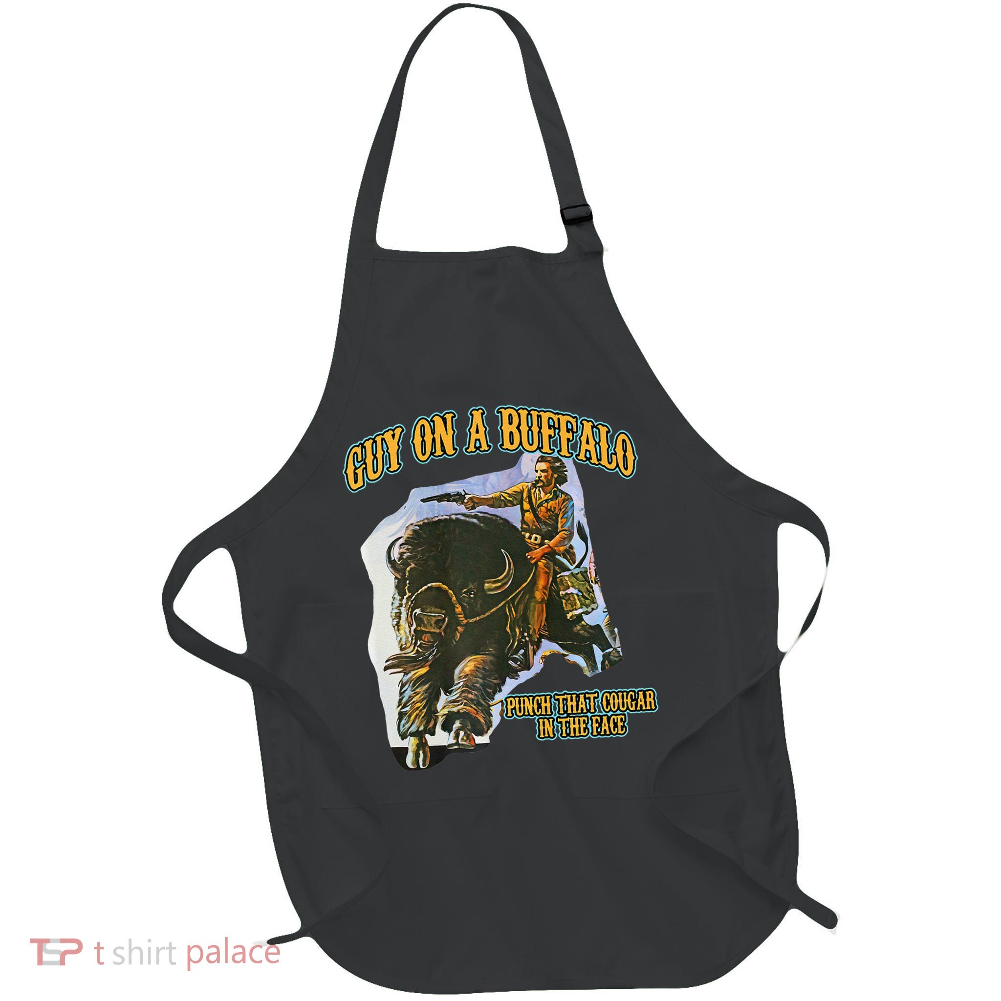 Guy On A Buffalo Punch That Cougar In The Face Apron