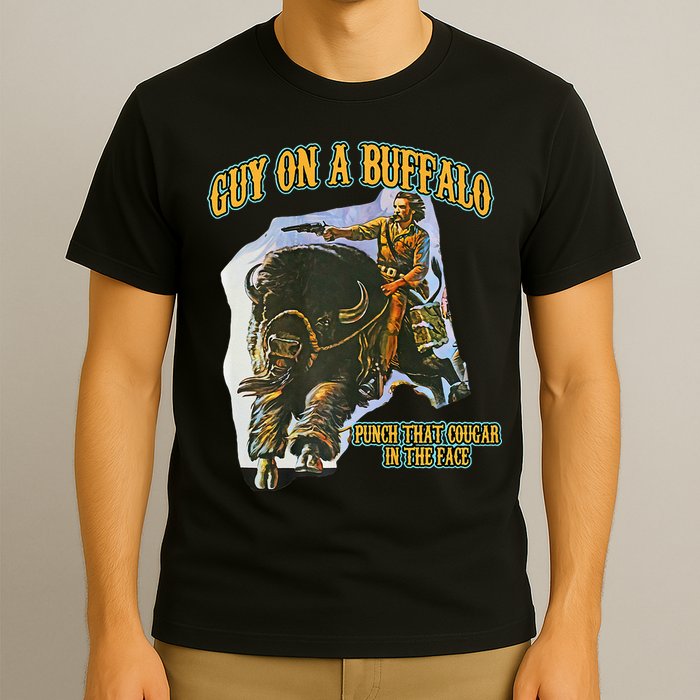 Guy On A Buffalo Punch That Cougar In The Face T-Shirt