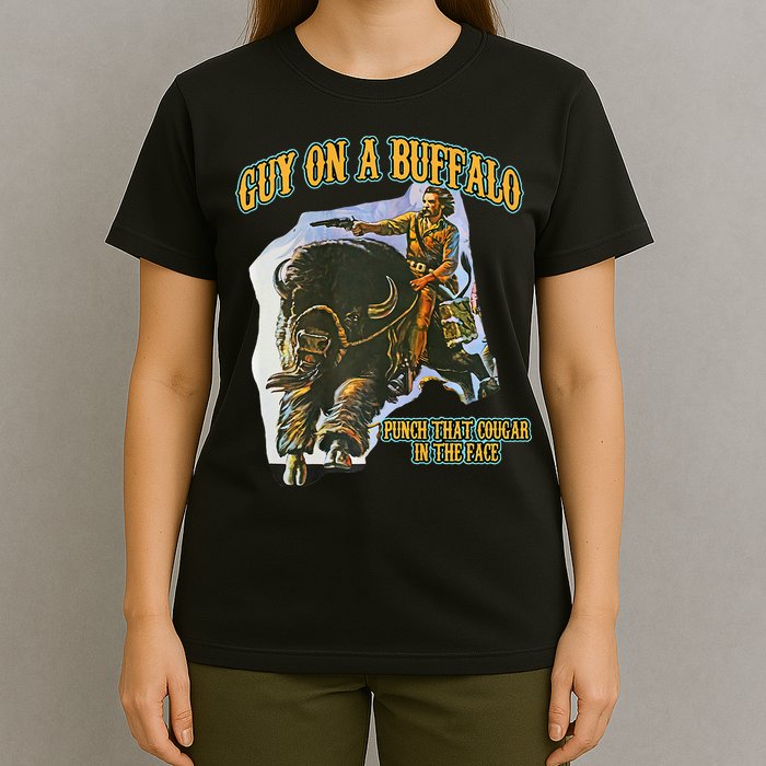 Guy On A Buffalo Punch That Cougar In The Face T-Shirt