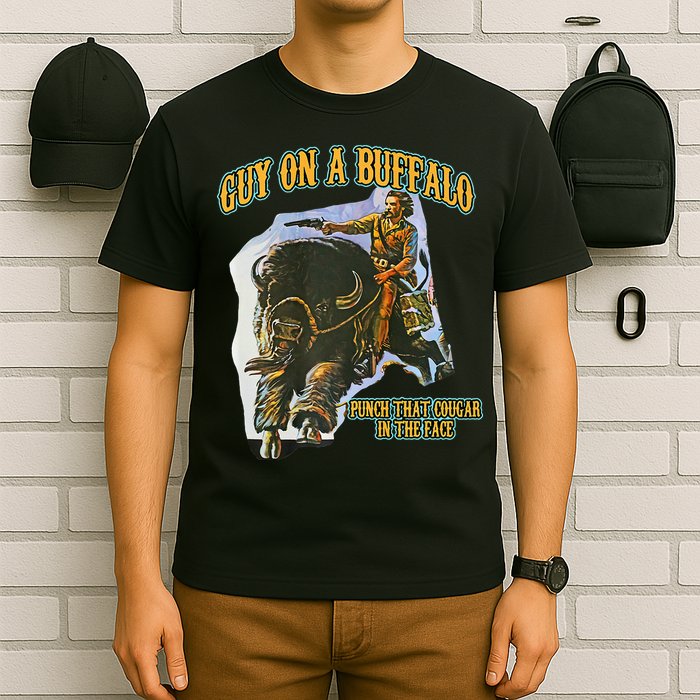 Guy On A Buffalo Punch That Cougar In The Face T-Shirt