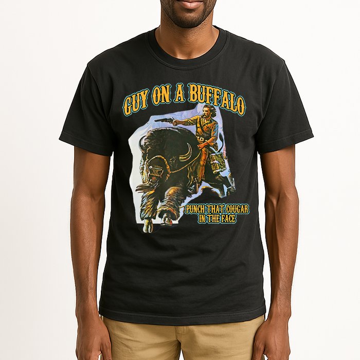 Guy On A Buffalo Punch That Cougar In The Face Tall T-Shirt