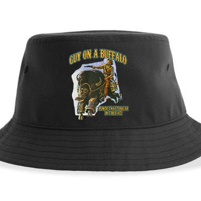 Guy On A Buffalo Punch That Cougar In The Face Sustainable Bucket Hat