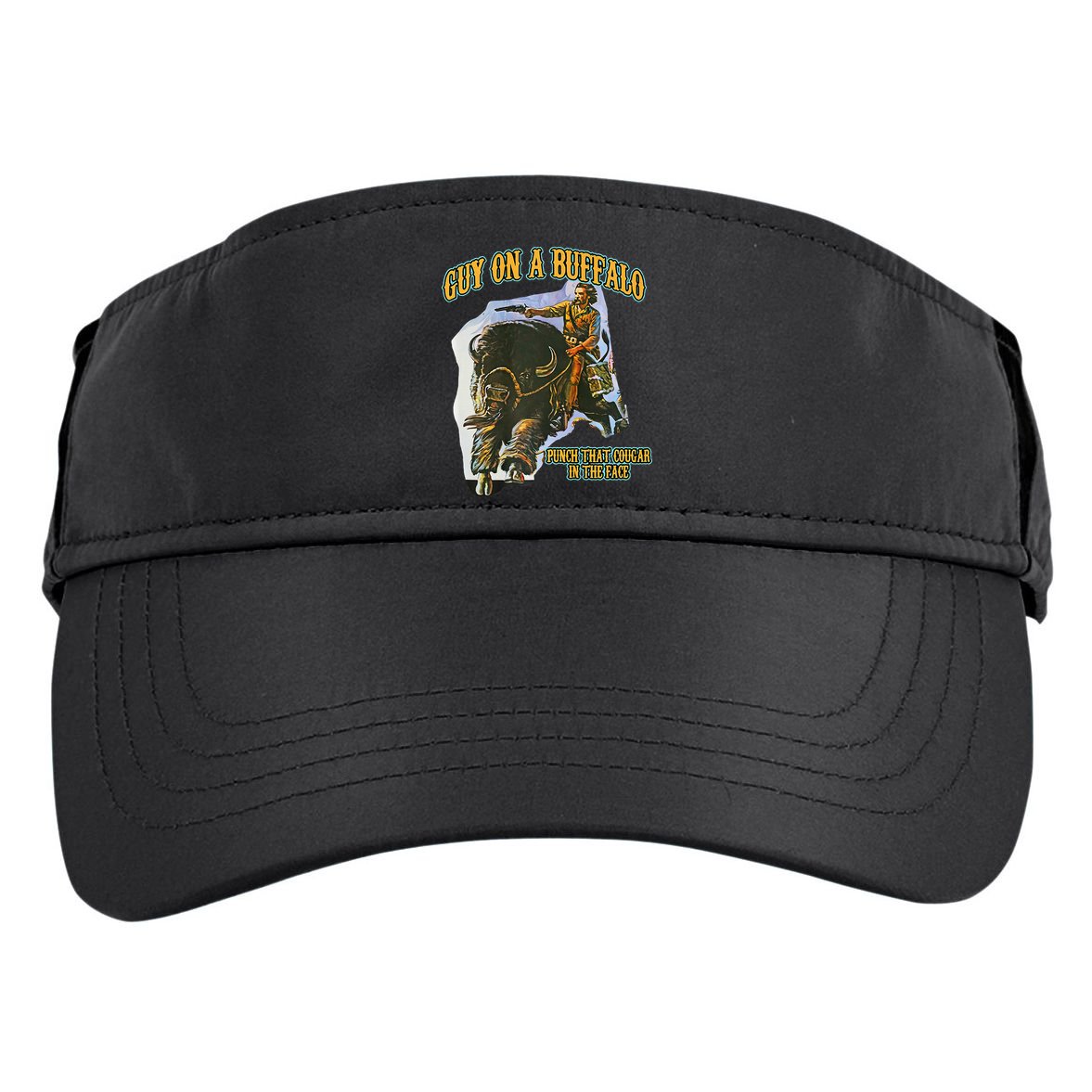 Guy On A Buffalo Punch That Cougar In The Face Adult Drive Performance Visor