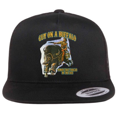 Guy On A Buffalo Punch That Cougar In The Face Flatbill Hat
