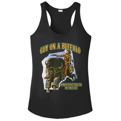 Guy On A Buffalo Punch That Cougar In The Face Ladies PosiCharge Competitor Racerback Tank
