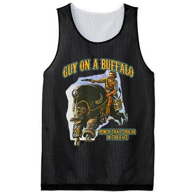 Guy On A Buffalo Punch That Cougar In The Face Mesh Reversible Basketball Jersey Tank
