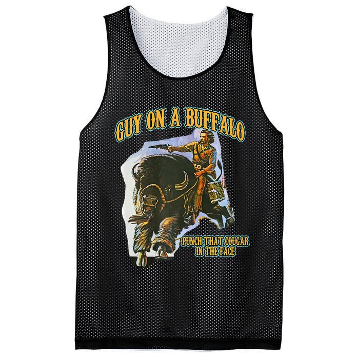 Guy On A Buffalo Punch That Cougar In The Face Mesh Reversible Basketball Jersey Tank