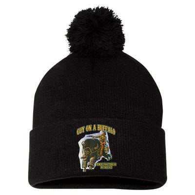 Guy On A Buffalo Punch That Cougar In The Face Pom Pom 12in Knit Beanie