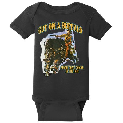 Guy On A Buffalo Punch That Cougar In The Face Baby Bodysuit