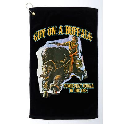 Guy On A Buffalo Punch That Cougar In The Face Golf Towel