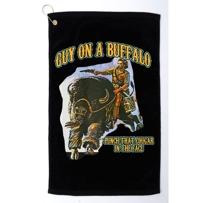 Guy On A Buffalo Punch That Cougar In The Face Golf Towel