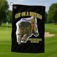 Guy On A Buffalo Punch That Cougar In The Face Golf Towel