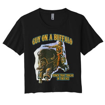 Guy On A Buffalo Punch That Cougar In The Face Crop Top
