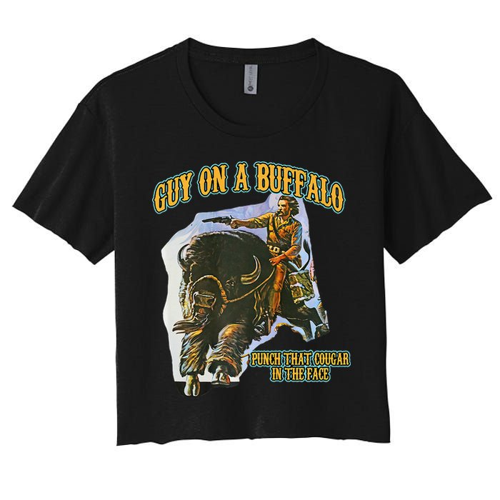 Guy On A Buffalo Punch That Cougar In The Face Crop Top