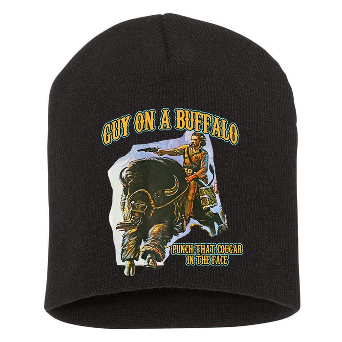 Guy On A Buffalo Punch That Cougar In The Face Short Acrylic Beanie