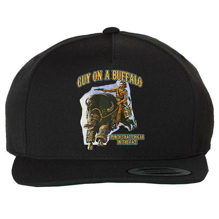 Guy On A Buffalo Punch That Cougar In The Face Wool Snapback Cap
