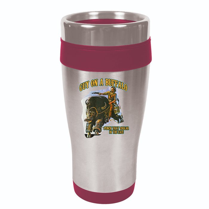 Guy On A Buffalo Punch That Cougar In The Face 16oz Travel Tumbler