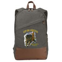 Guy On A Buffalo Punch That Cougar In The Face Cotton Canvas Backpack