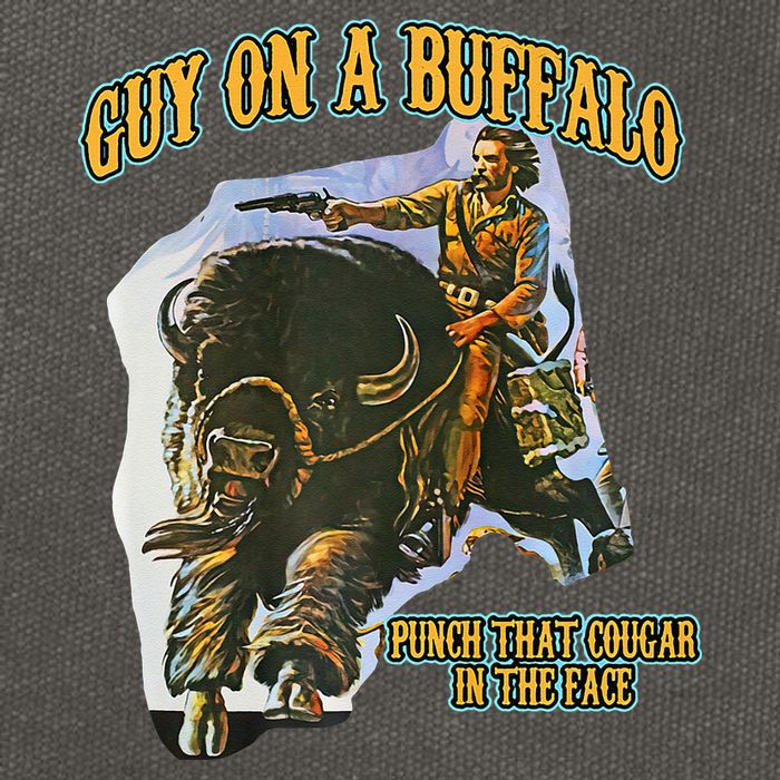 Guy On A Buffalo Punch That Cougar In The Face Cotton Canvas Backpack