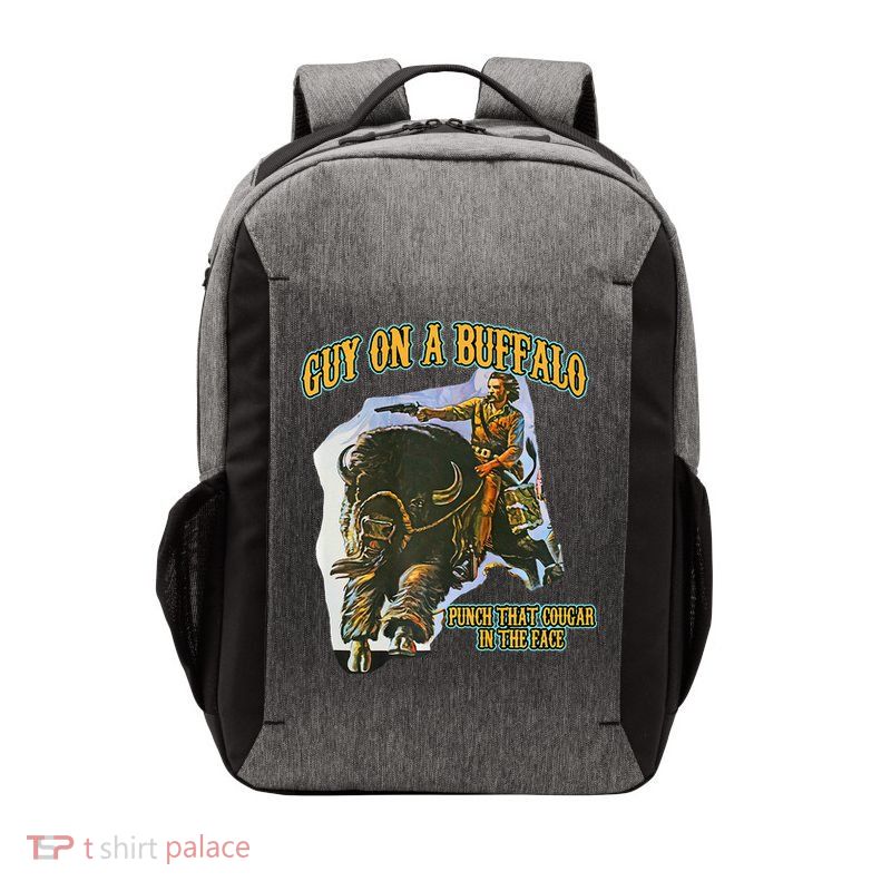 Guy On A Buffalo Punch That Cougar In The Face Vector Backpack
