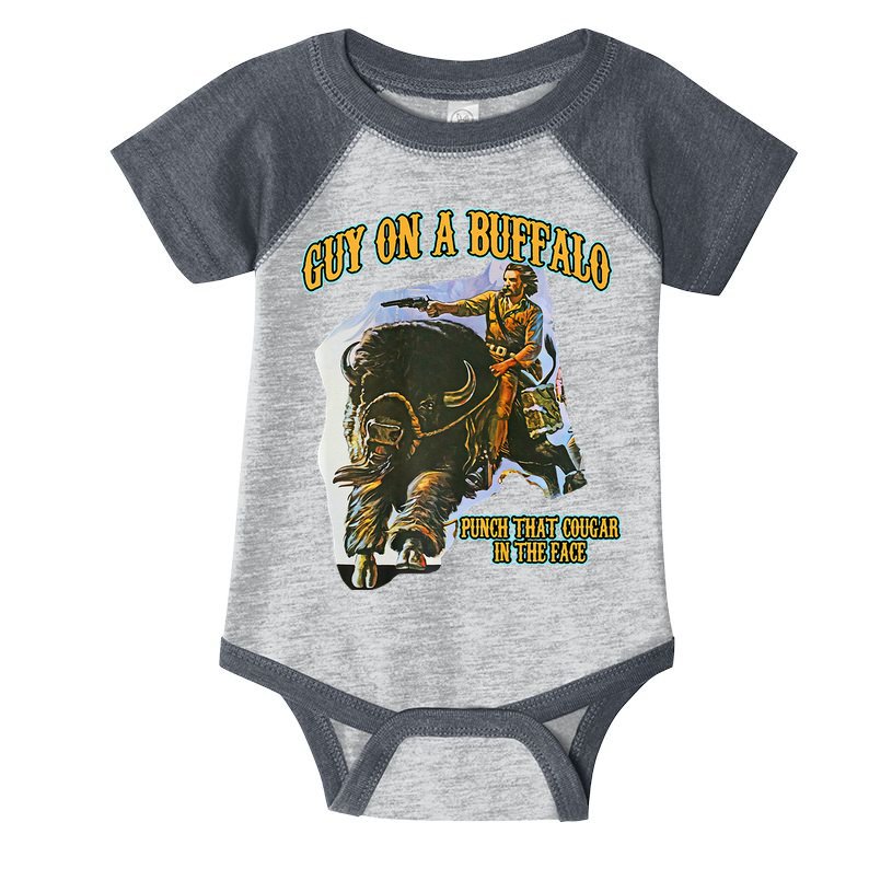 Guy On A Buffalo Punch That Cougar In The Face Infant Baby Jersey Bodysuit