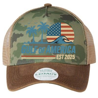 Gulf Of America Est 2025 Retro Vintage Beach Wave Legacy Tie Dye Trucker Hat