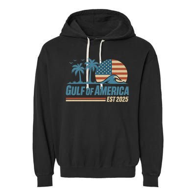 Gulf Of America Est 2025 Retro Vintage Beach Wave Garment-Dyed Fleece Hoodie