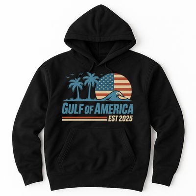 Gulf Of America Est 2025 Retro Vintage Beach Wave Hoodie