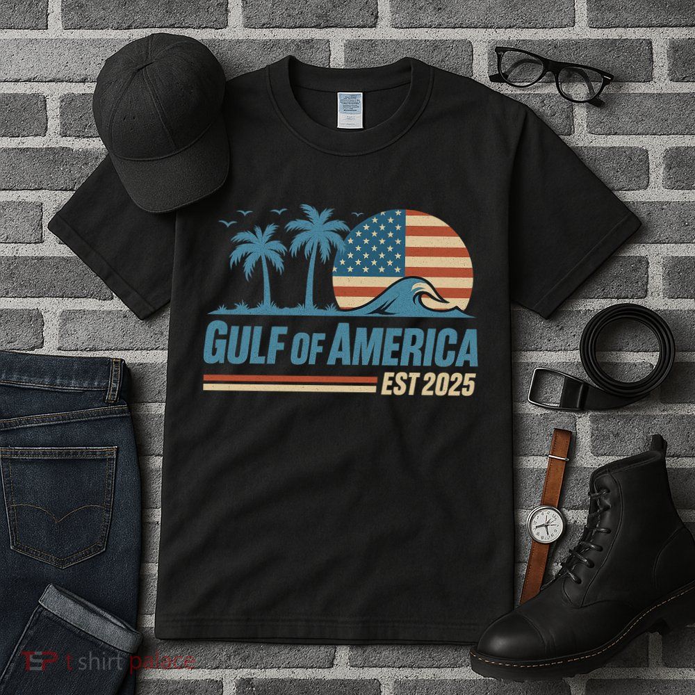 Gulf Of America Est 2025 Retro Vintage Beach Wave Tall T-Shirt