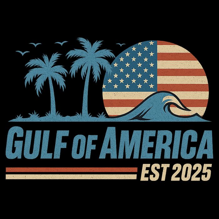 Gulf Of America Est 2025 Retro Vintage Beach Wave Button