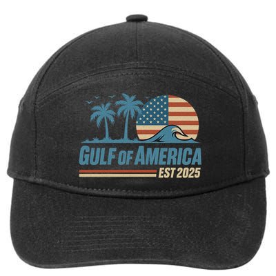 Gulf Of America Est 2025 Retro Vintage Beach Wave 7-Panel Snapback Hat