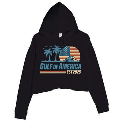 Gulf Of America Est 2025 Retro Vintage Beach Wave Crop Fleece Hoodie