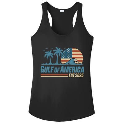 Gulf Of America Est 2025 Retro Vintage Beach Wave Ladies PosiCharge Competitor Racerback Tank