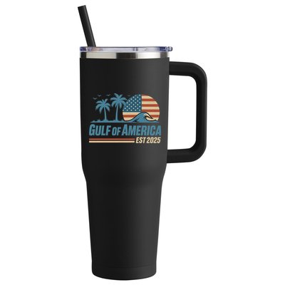 Gulf Of America Est 2025 Retro Vintage Beach Wave 40oz Vacuum Insulated Stainless Steel Travel Tumbler