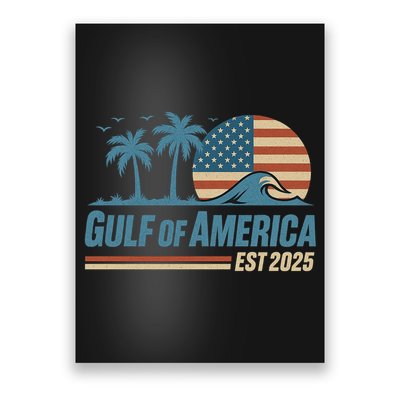 Gulf Of America Est 2025 Retro Vintage Beach Wave Poster