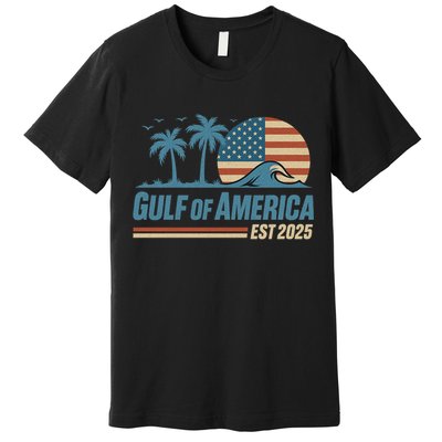 Gulf Of America Est 2025 Retro Vintage Beach Wave Premium T-Shirt