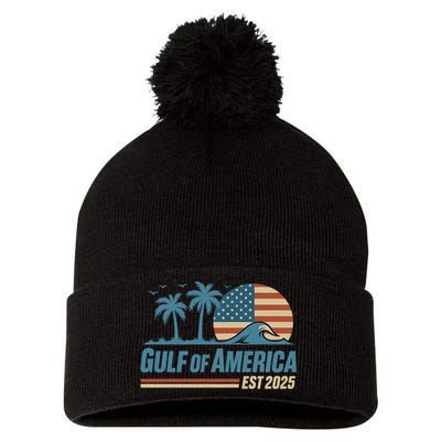 Gulf Of America Est 2025 Retro Vintage Beach Wave Pom Pom 12in Knit Beanie