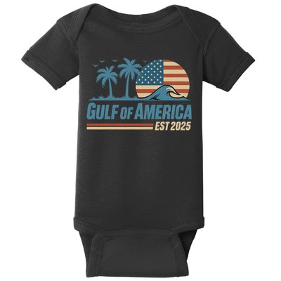 Gulf Of America Est 2025 Retro Vintage Beach Wave Baby Bodysuit