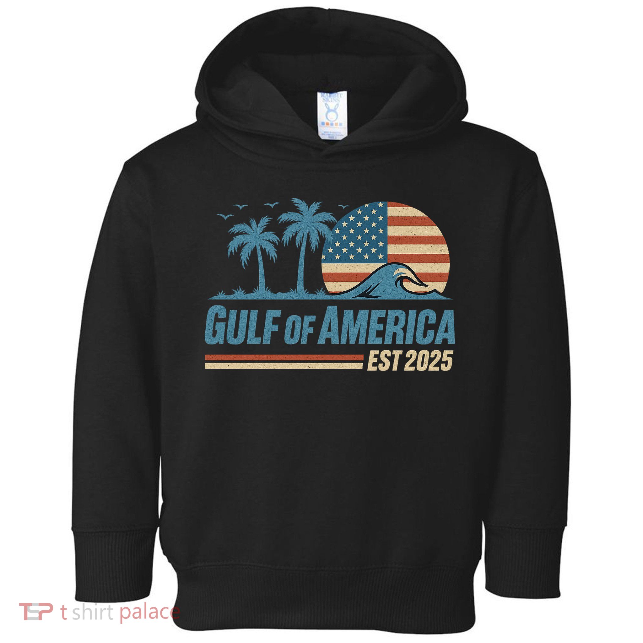 Gulf Of America Est 2025 Retro Vintage Beach Wave Toddler Hoodie